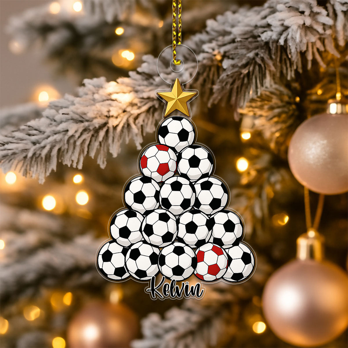 Custom Name Soccer Christmas Acrylic Ornament Christmas Gift