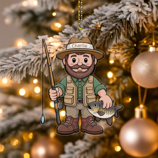 Personalized Fisherman Christmas Acrylic Ornament Christmas Gift