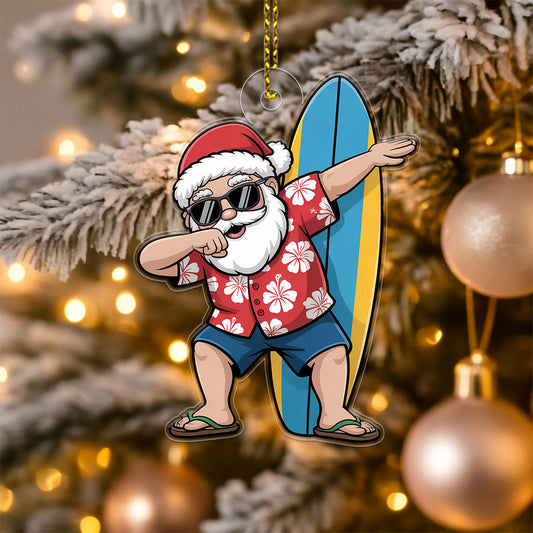 Mele Kalikimaka Dabbing Santa Acrylic Ornament Christmas Gift