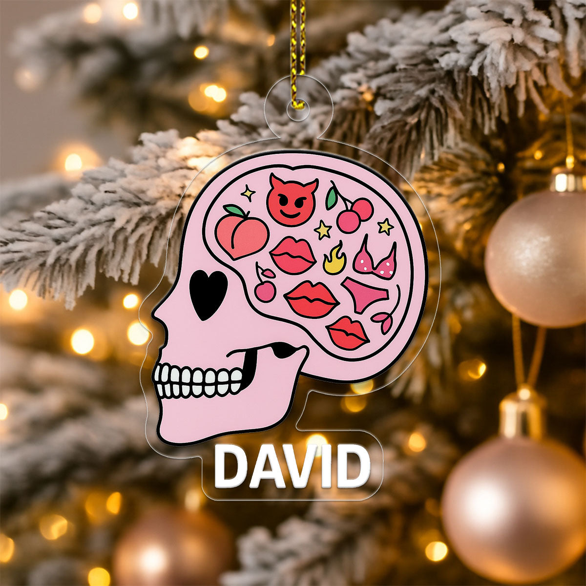 Personalized Funny Adult Brain Acrylic Ornament, Custom Naughty Christmas Ornament, Gag Gift for Friend, Unique Decoration
