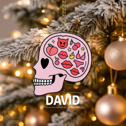 Personalized Funny Adult Brain Acrylic Ornament, Custom Naughty Christmas Ornament, Gag Gift for Friend, Unique Decoration