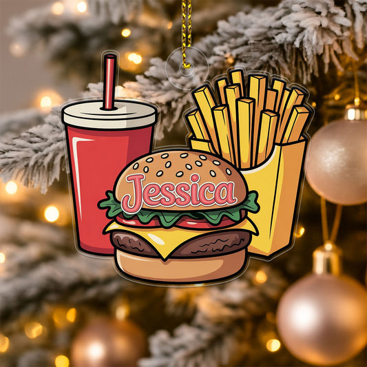 Personalized Fast Food Ornament, Custom Funny Christmas Ornament, Food Lover Holiday Gift, Quirky Decoration, Unique Xmas Keepsake