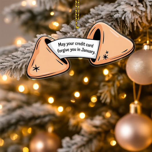 Personalized Funny Fortune Cookie Ornament, Custom Christmas Ornament, Cookies Lover Gift, Gag Gift for Friends, Holiday Humor Decoration