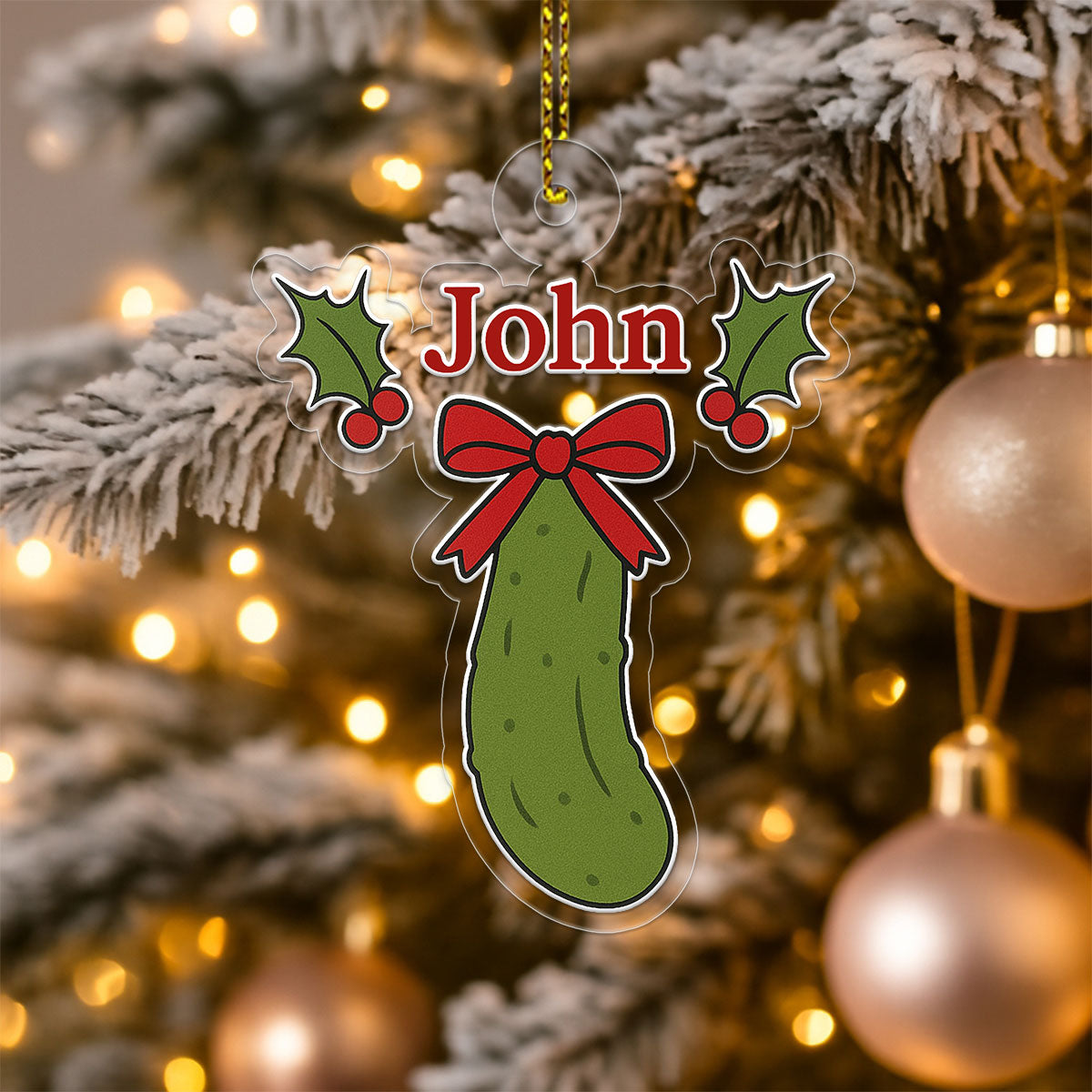 Custom Pickle Christmas Ornament, Personalized Funny Holiday Ornament, Christmas Pickle Gift, Unique Gag Decoration, Holiday Keepsake