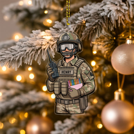 Custom Name Veterans For Military Acrylic Ornament Christmas Gift