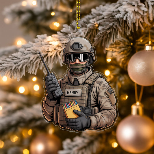 Personalized Funny Veterans For Military Acrylic Ornament Christmas Gift