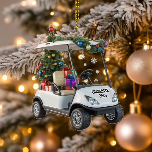 Personalized Golf Cart Xmas Gift Acrylic Ornament Christmas Gift