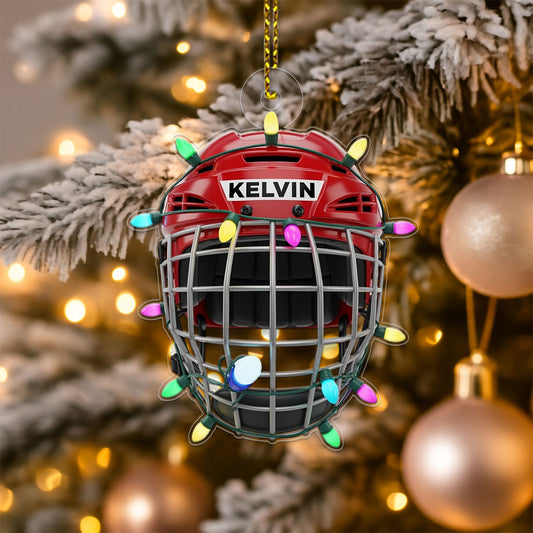 Personalized Ice Hockey Helmet Acrylic Ornament Christmas Gift