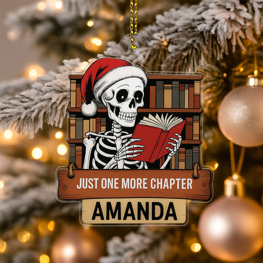 Personalized Just One More Chapter Ornament, Custom Book Lover Christmas Ornament, Holiday Reading Gift, Bookworm Decor, Literary Keepsake