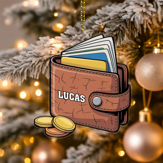 Personalized Men Wallet Ornament, Custom Christmas Ornament for Him, Holiday Gift for Men, Unique Keepsake Decoration, Funny Xmas Ornament