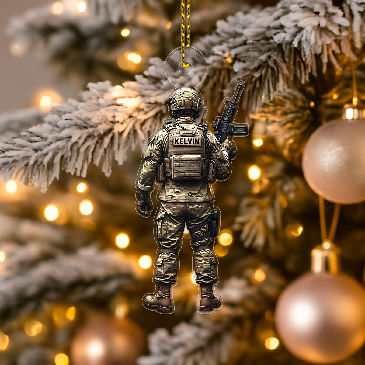 Personalized Military Uniform Army Acrylic Ornament Christmas Gift