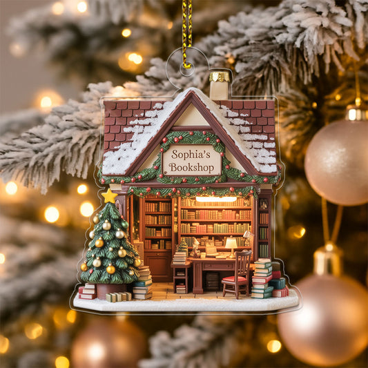Personalized Name Bookstore Xmas Acrylic Ornament Christmas Gift