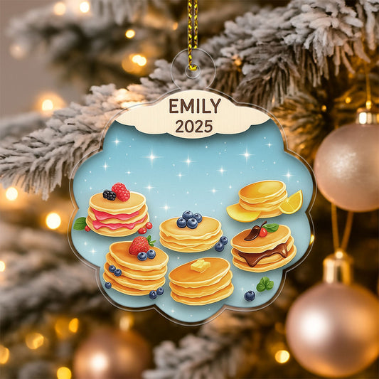 Personalized Pancakes Ornament, Custom Food Christmas Ornament, Breakfast Ornament, Gift for Pancake Lovers, Holiday Keepsake Decoration