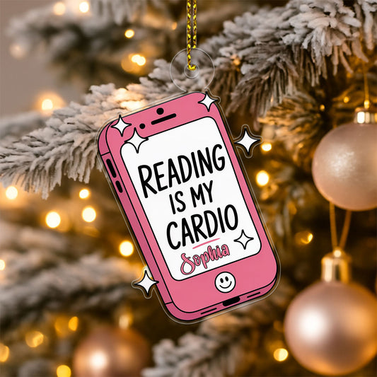 Personalized Reading Is My Cardio Kindle Ornament, Custom Book Lover Christmas Ornament, Funny Reading Gift, Holiday Keepsake for Readers