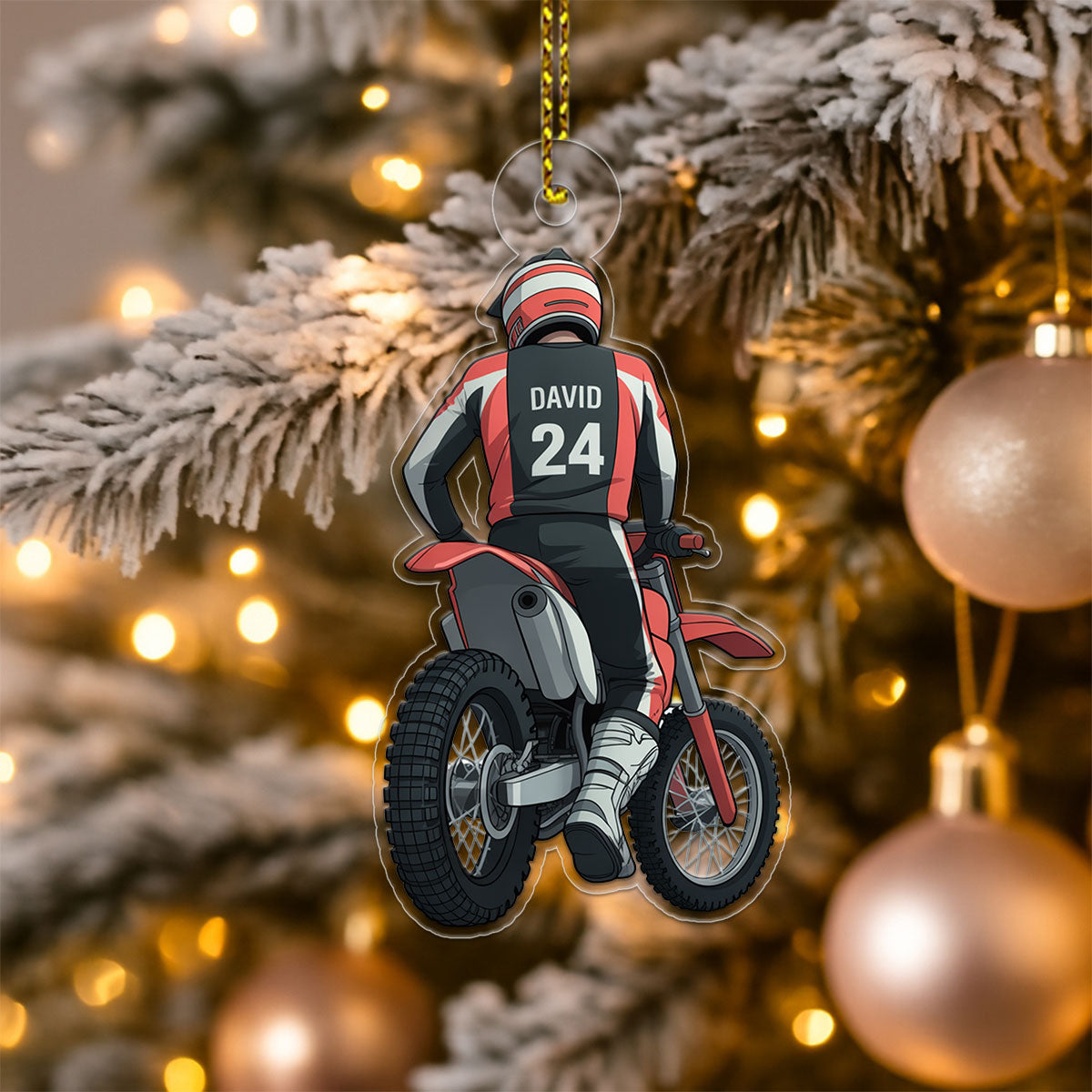 Custom Name  Biker Racer Acrylic Ornament Christmas Gift