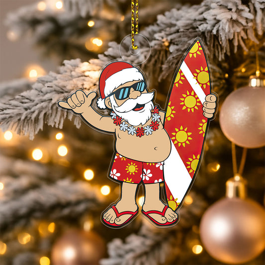 Santa Claus With His Surfboard 2 Acrylic Ornament Christmas Gift