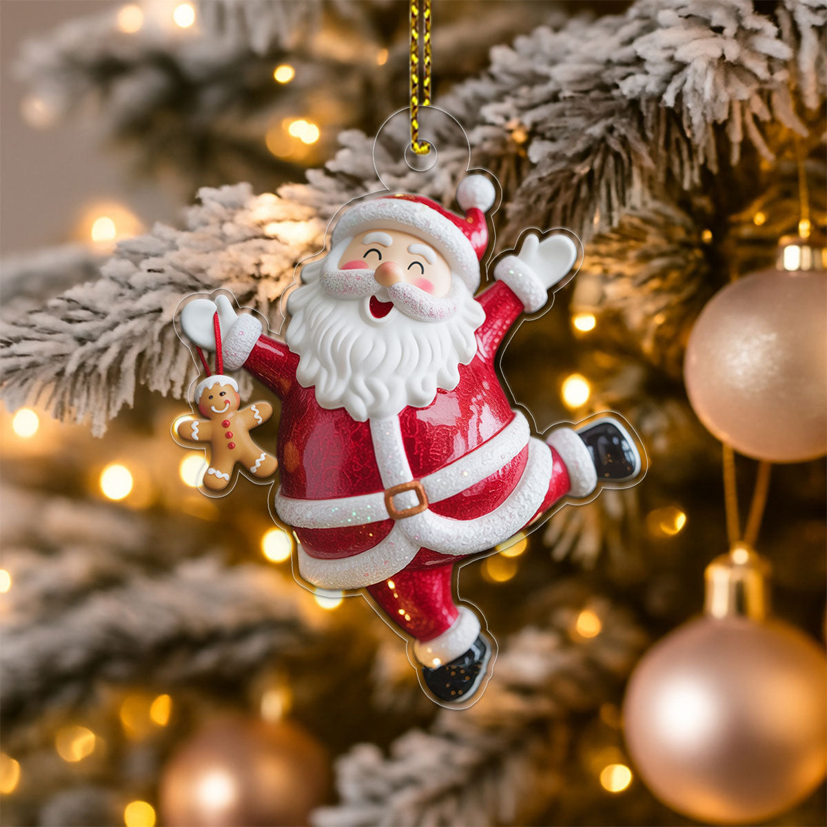 Personalized Santa Claus with Gingerbread Acrylic Ornament Christmas Gift
