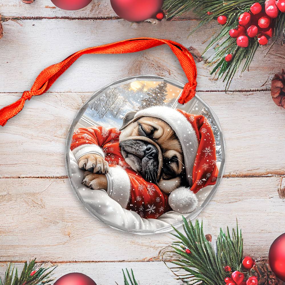 Pug Dog Sleeping In Bed Design 1