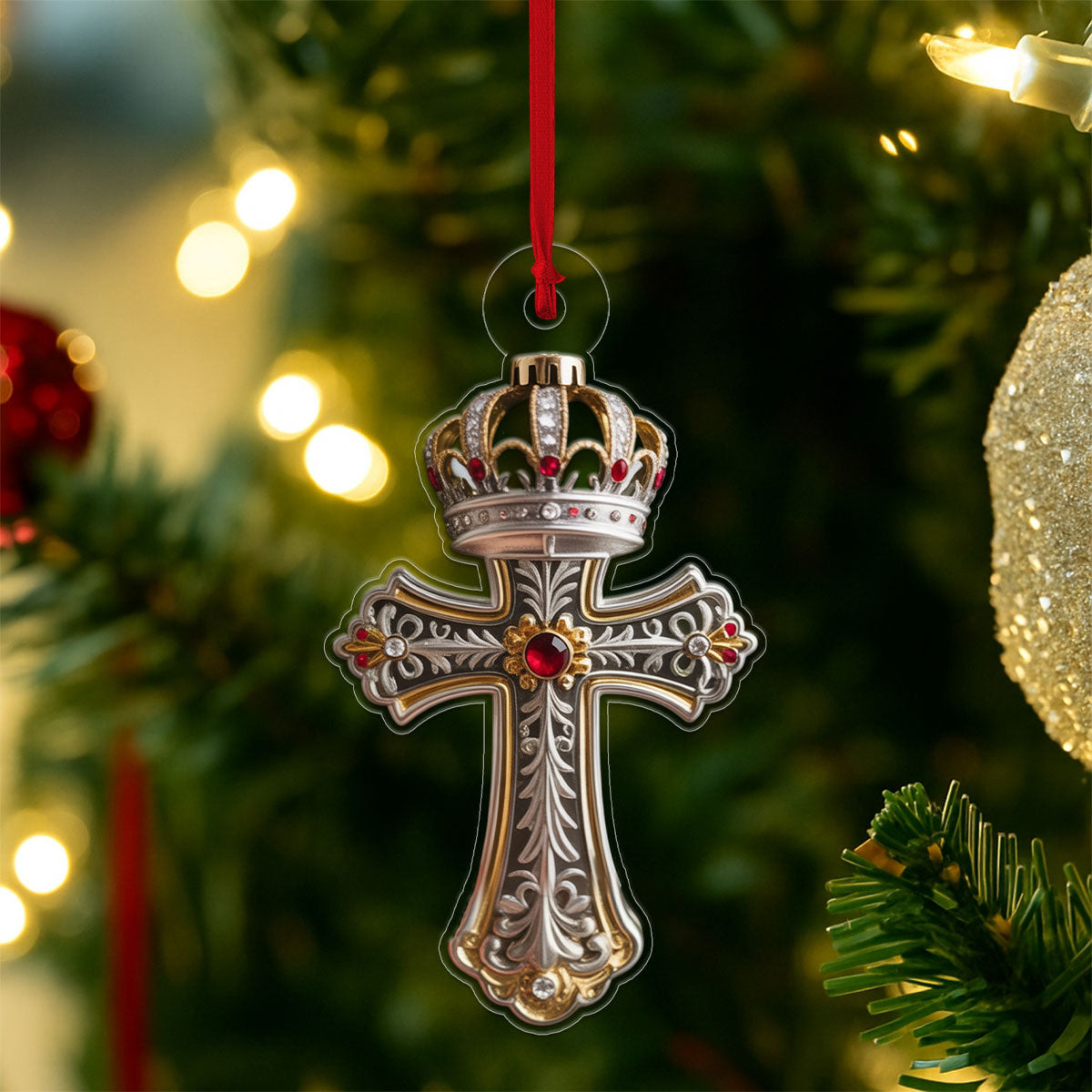 Cross And Crown 1 Acrylic Ornament Christmas Gift