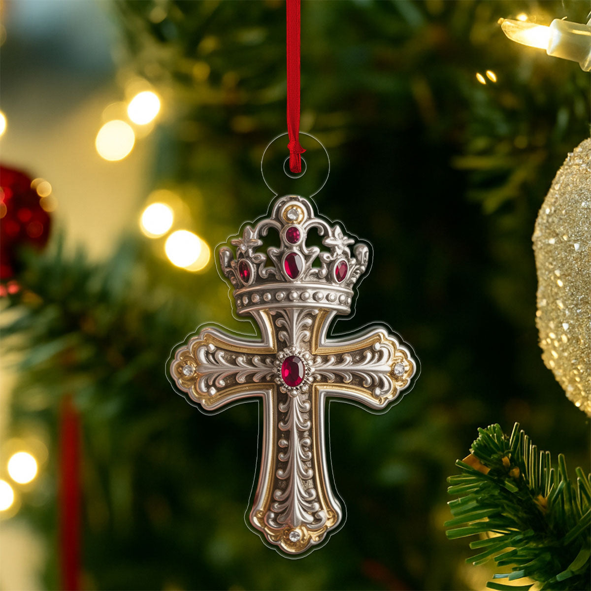 Cross And Crown Jesus Acrylic Ornament Christmas Gift