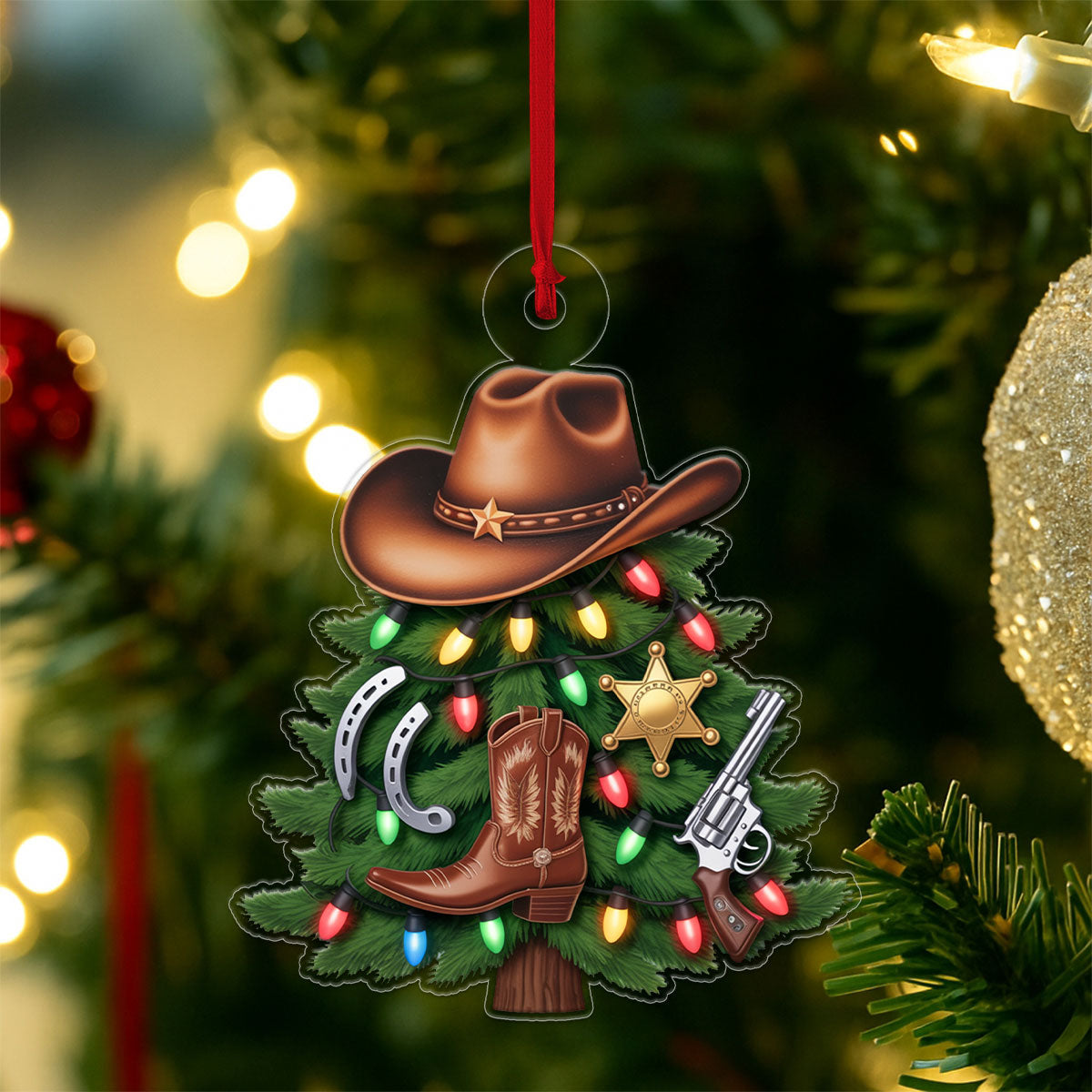 Personalized Cowboy Christmas Tree Acrylic Ornament Christmas Gifts