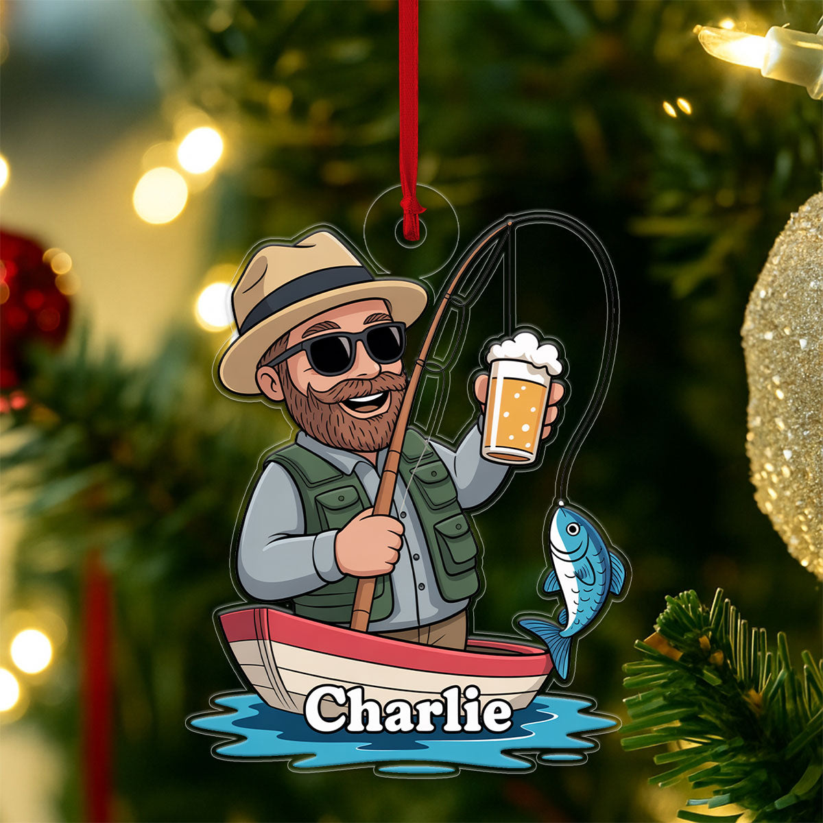 Caricature Fisherman2 Acrylic Ornament Christmas Gift