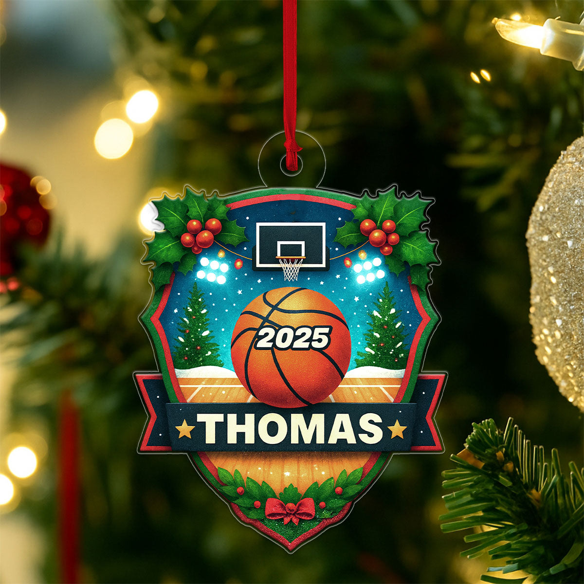 Custom Name Basketball Xmas Acrylic Ornament Christmas Gift