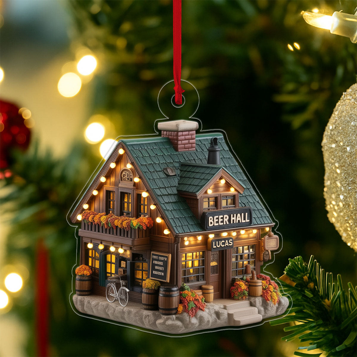 Custom Name Beer Hall Acrylic Ornament Christmas Gift