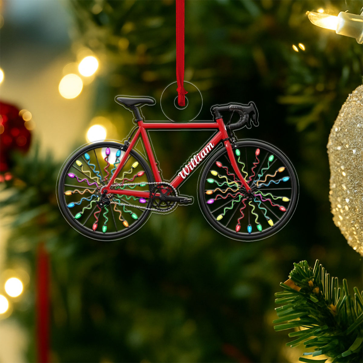 Custom Name Bicycle Xmas Acrylic Ornament Christmas Gift