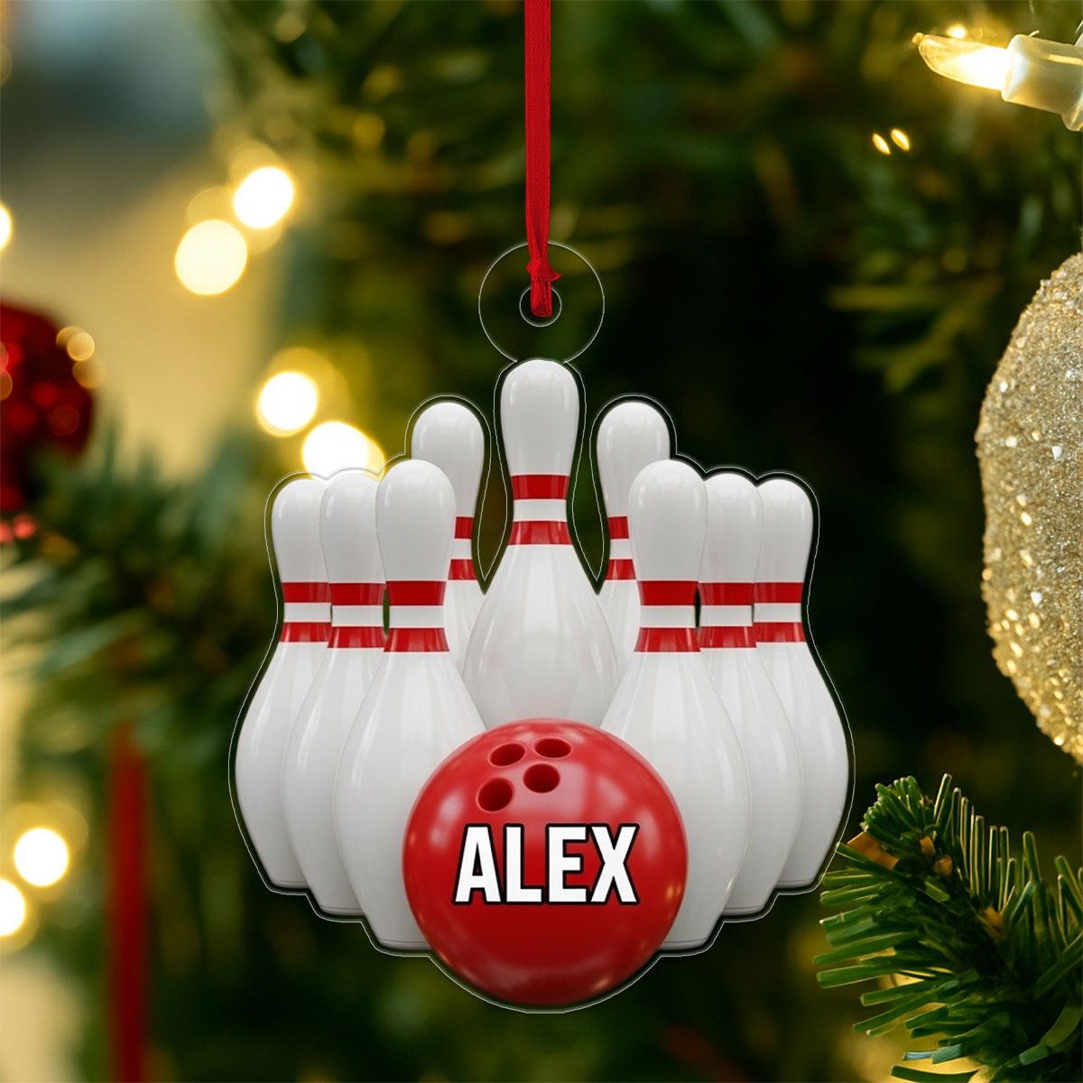 Custom Name Bowling Player copy Acrylic Ornament Christmas Gift