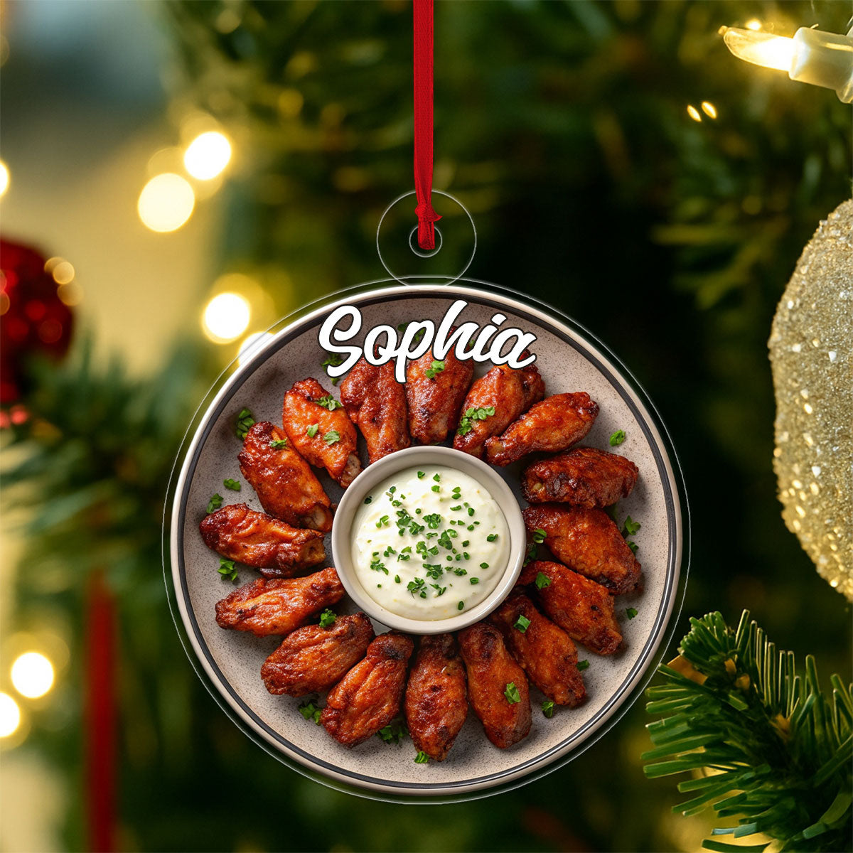 Custom Name Buffalo Chicken Wings Acrylic Ornament Christmas Gift