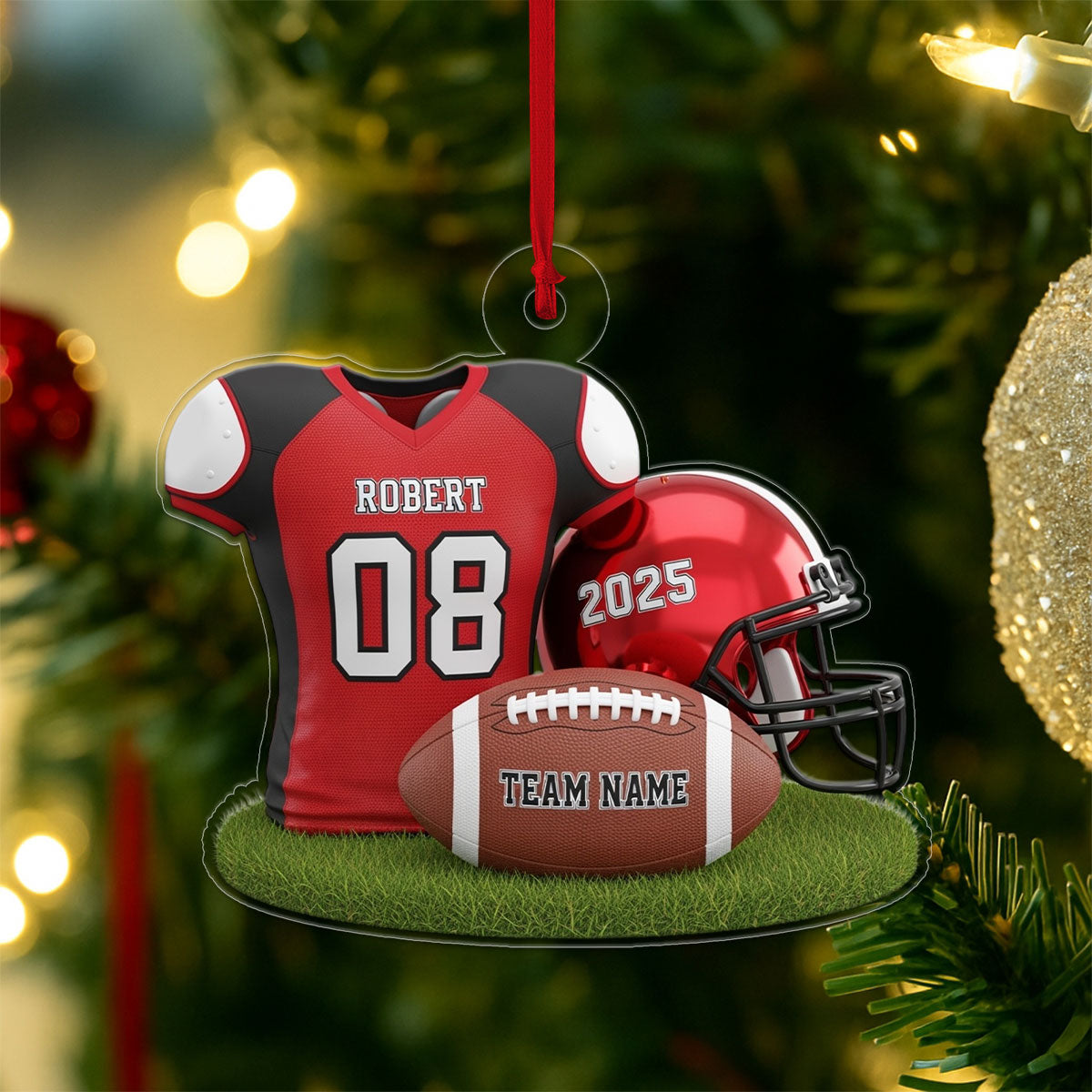 Custom Name Football Player Uniform Acrylic Ornament Christmas Gift