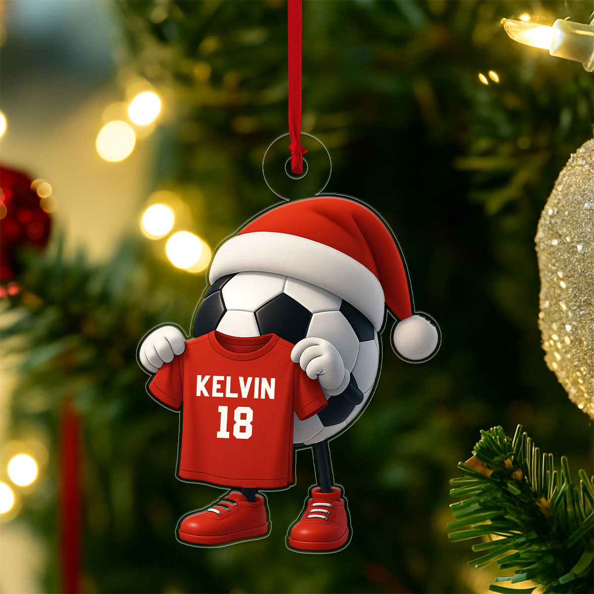 Custom Name Soccer Christmas Acrylic Ornament Christmas Gift
