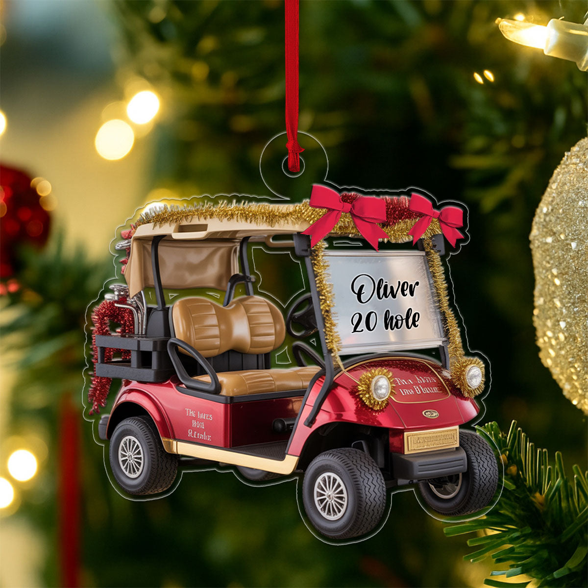 Custom Name Golf Car Christmas Acrylic Ornament Christmas Gift