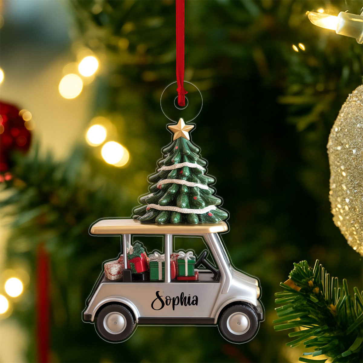 Custom Name Golf Cart For Sport Lover Acrylic Ornament Christmas Gift
