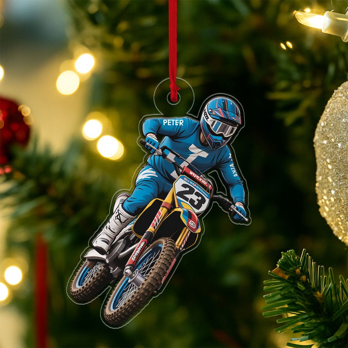 Custom Name Motocross Dirt Bike Christmas Ornament 1 Acrylic Ornament Christmas Gift