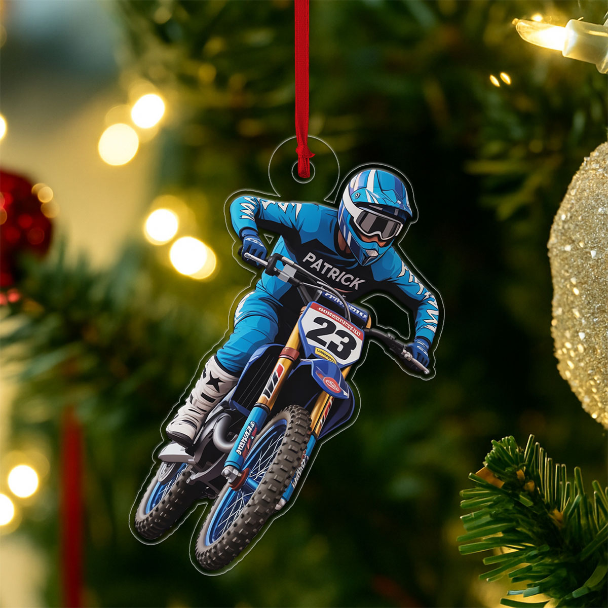 Custom Name Motocross Dirt Bike Christmas Ornament 2 Acrylic Ornament Christmas Gift