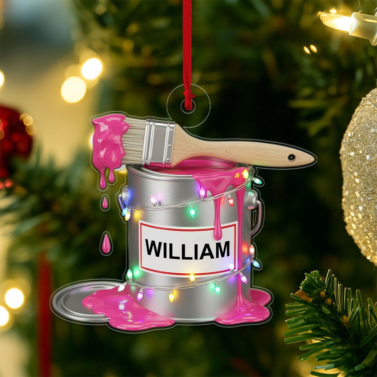 Custom Name Paint Bucket for Painters Acrylic Ornament Christmas Gift