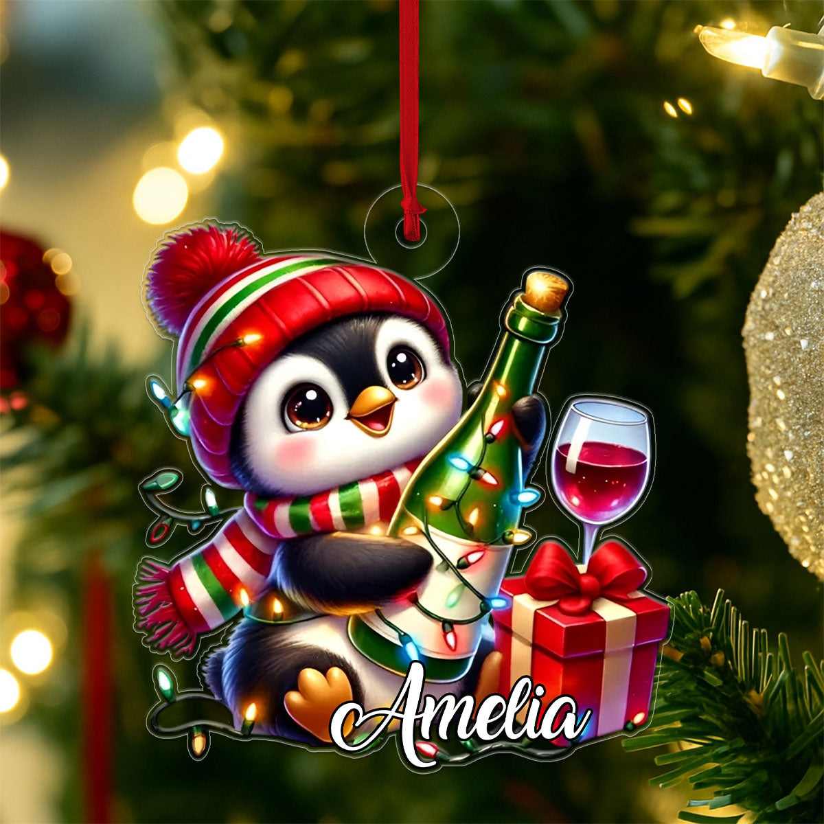 Custom Name Penguin Wine Lover