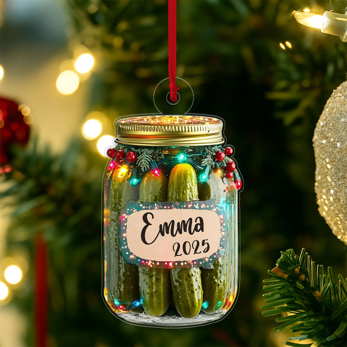 Custom Name Pickle Jar Christmas Acrylic Ornament Christmas Gift