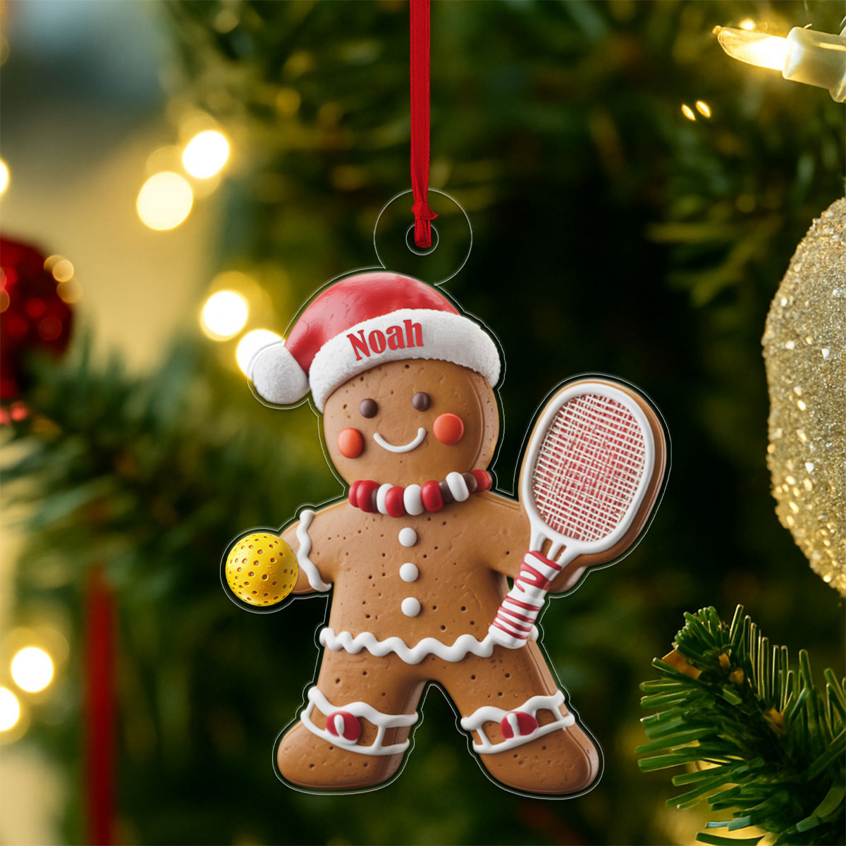 Custom Name Pickleball Gingerbread Acrylic Ornament Christmas Gift