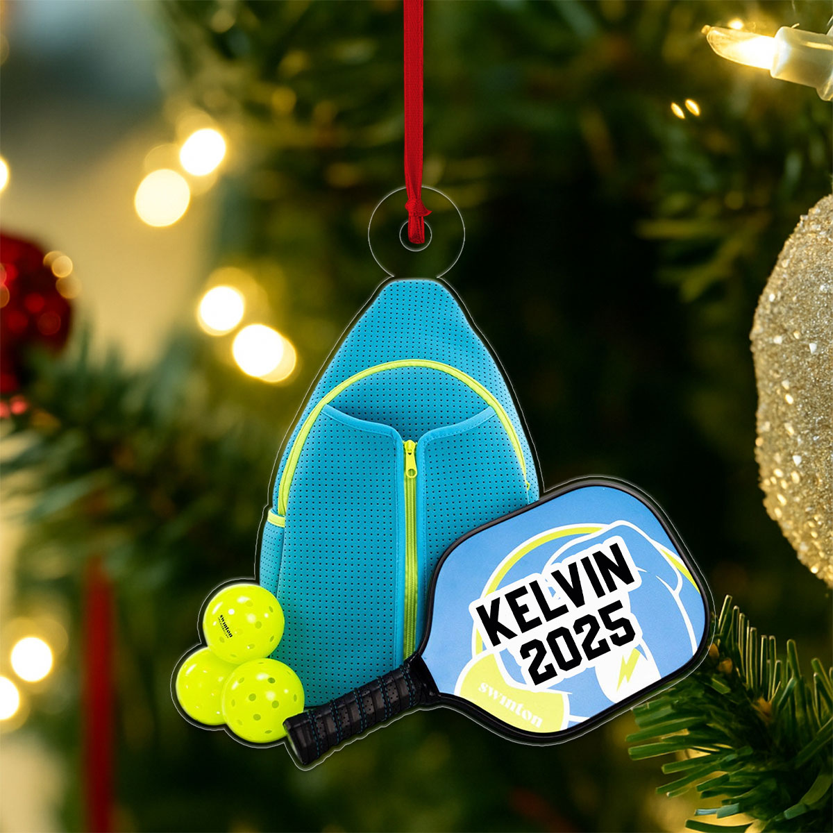 Custom Name Pickleball Player Acrylic Ornament Christmas Gift