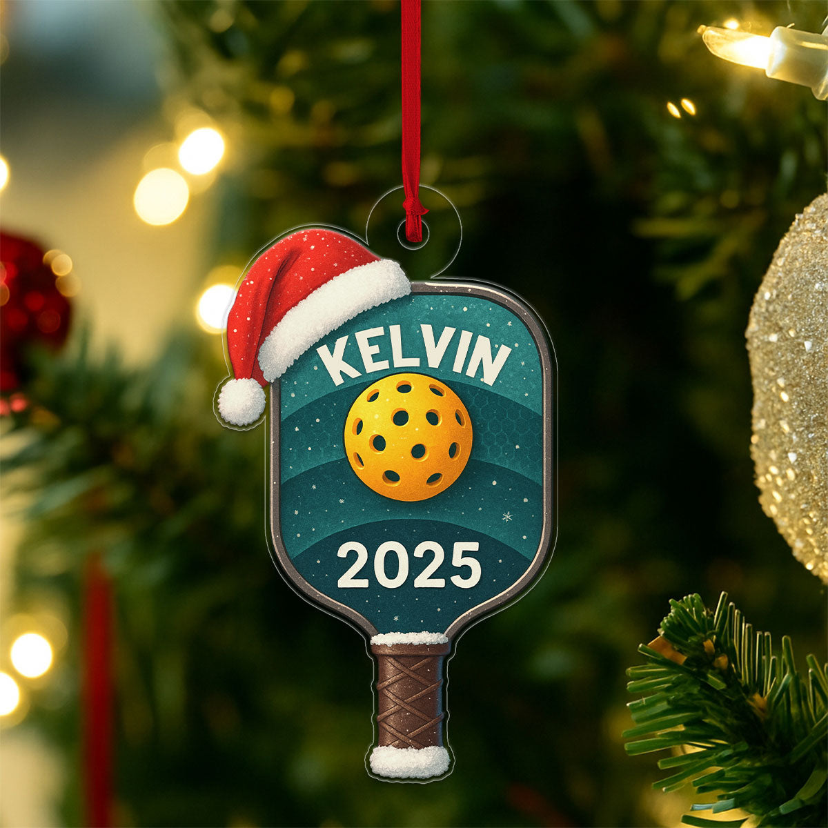 Custom Name Pickleball Racket Acrylic Ornament Christmas Gift
