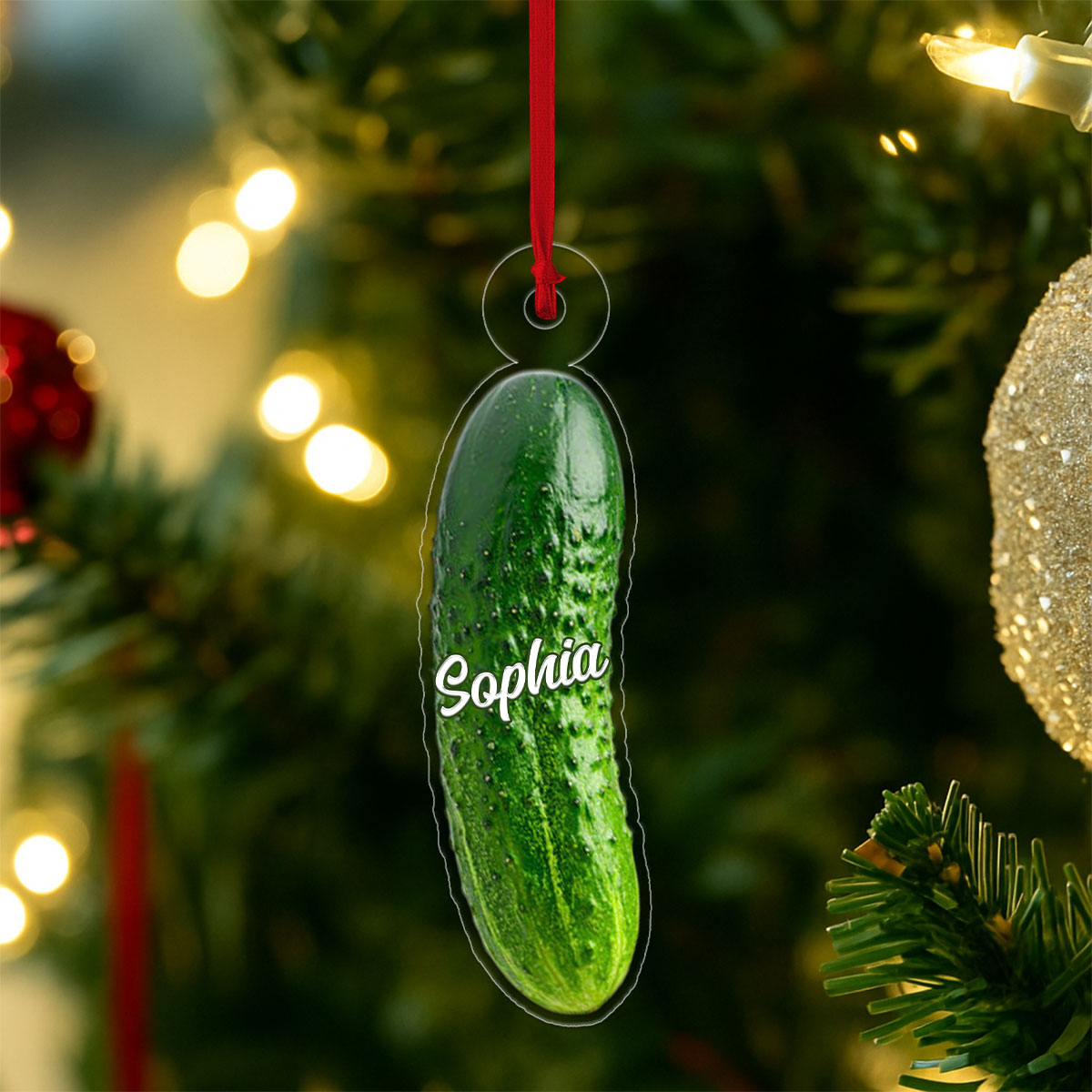 Custom Name Cucumber Xmas Acrylic Ornament Christmas Gift