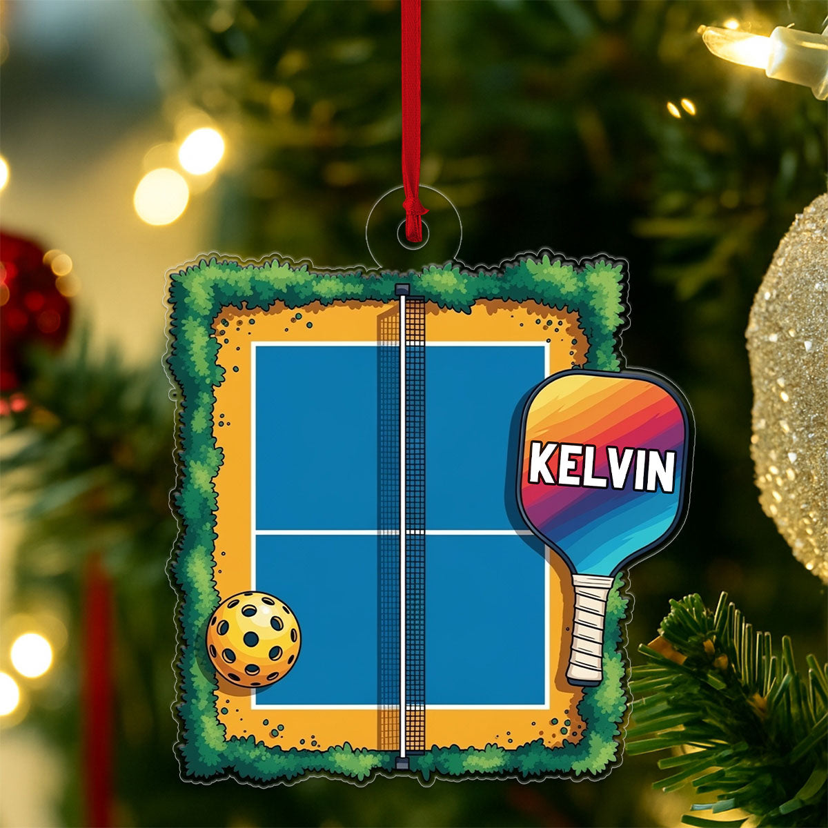 Custom Name Pickleball Xmas Acrylic Ornament Christmas Gift