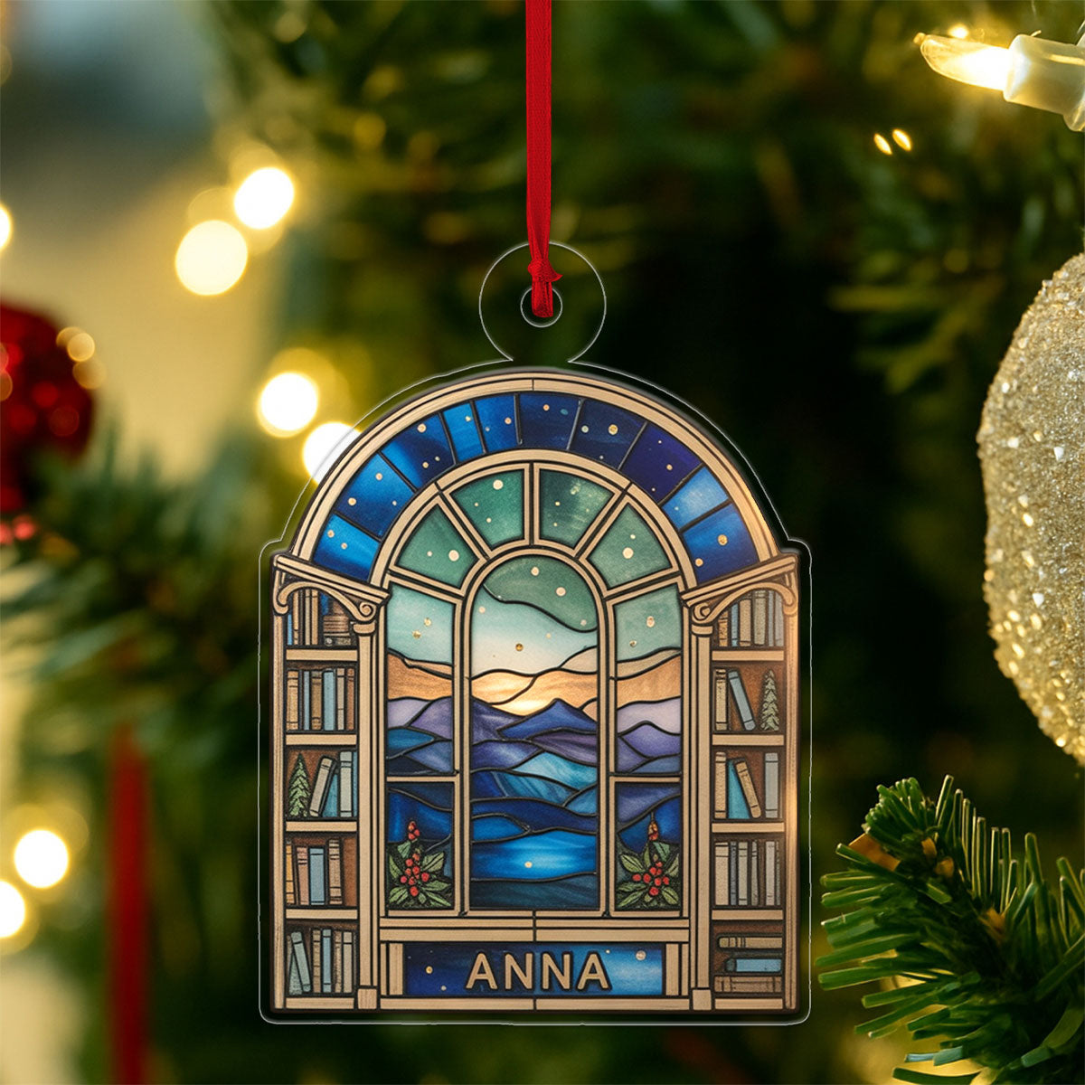 Custom Name Reading Lover Acrylic Ornament Christmas Gift