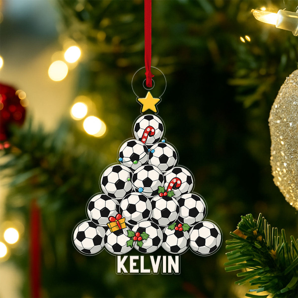 Custom Name Soccer Sport Lover Acrylic Ornament Christmas Gift