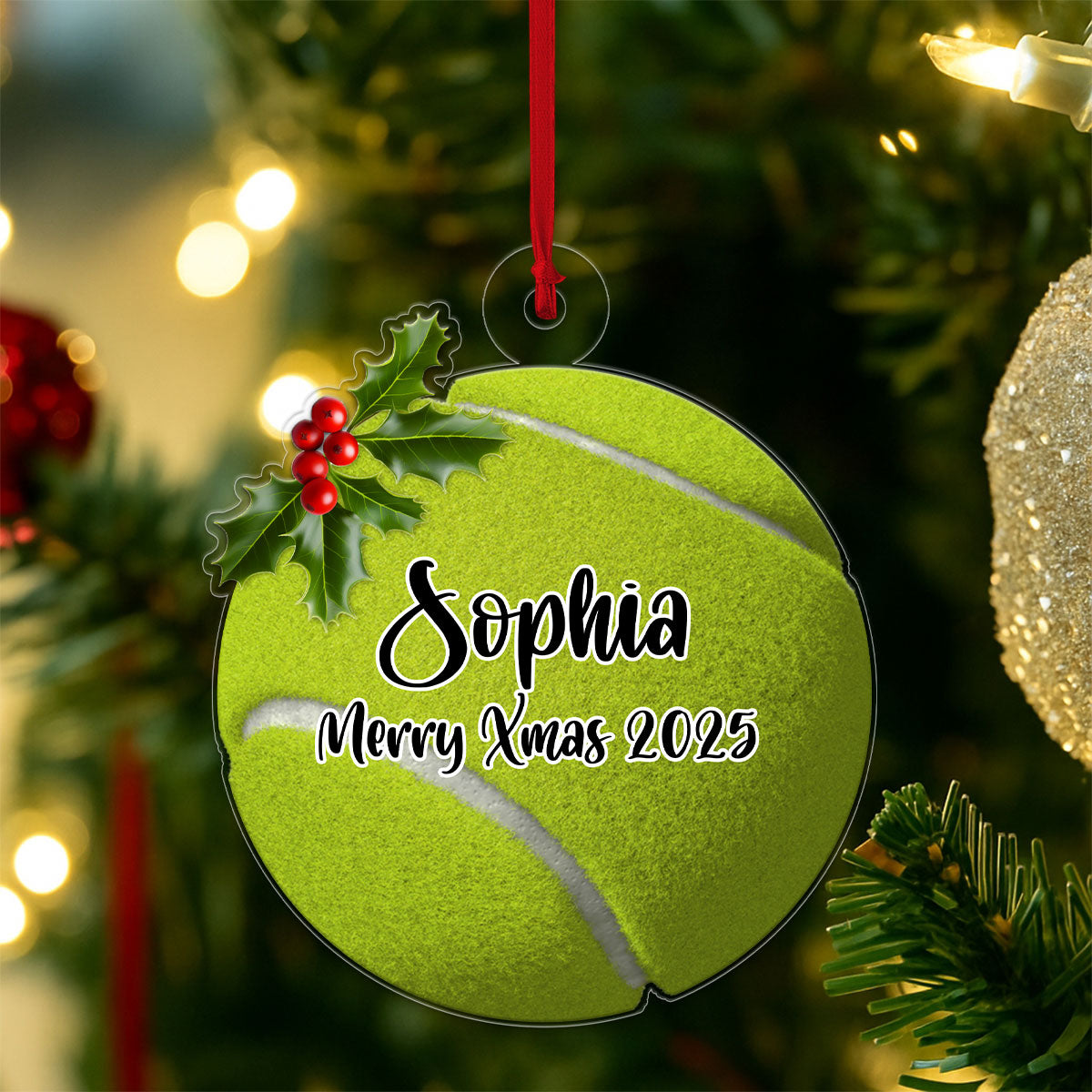 Custom Name Tennis Ball Acrylic Ornament Christmas Gift