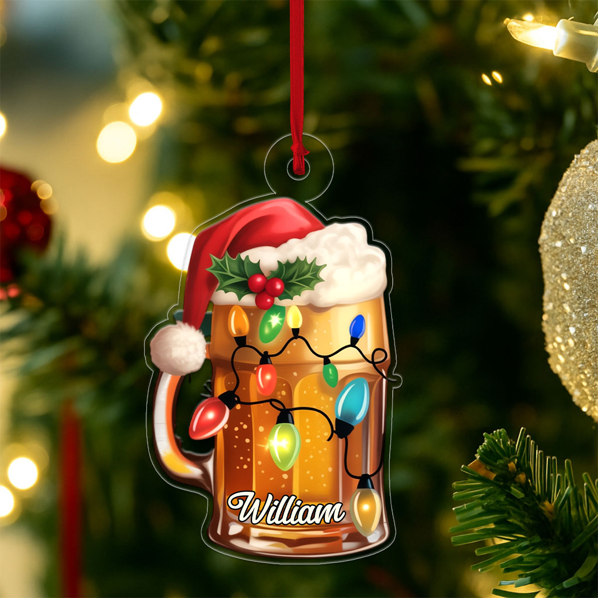 Custom Name Xmas Beer Acrylic Ornament Christmas Gift