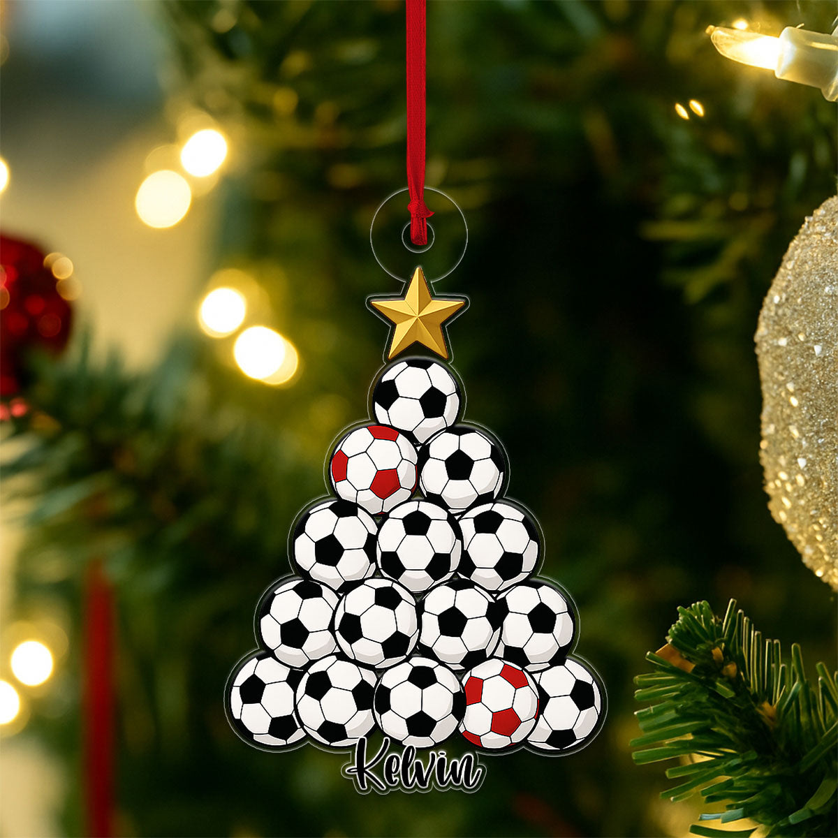 Custom Name Soccer Christmas Acrylic Ornament Christmas Gift